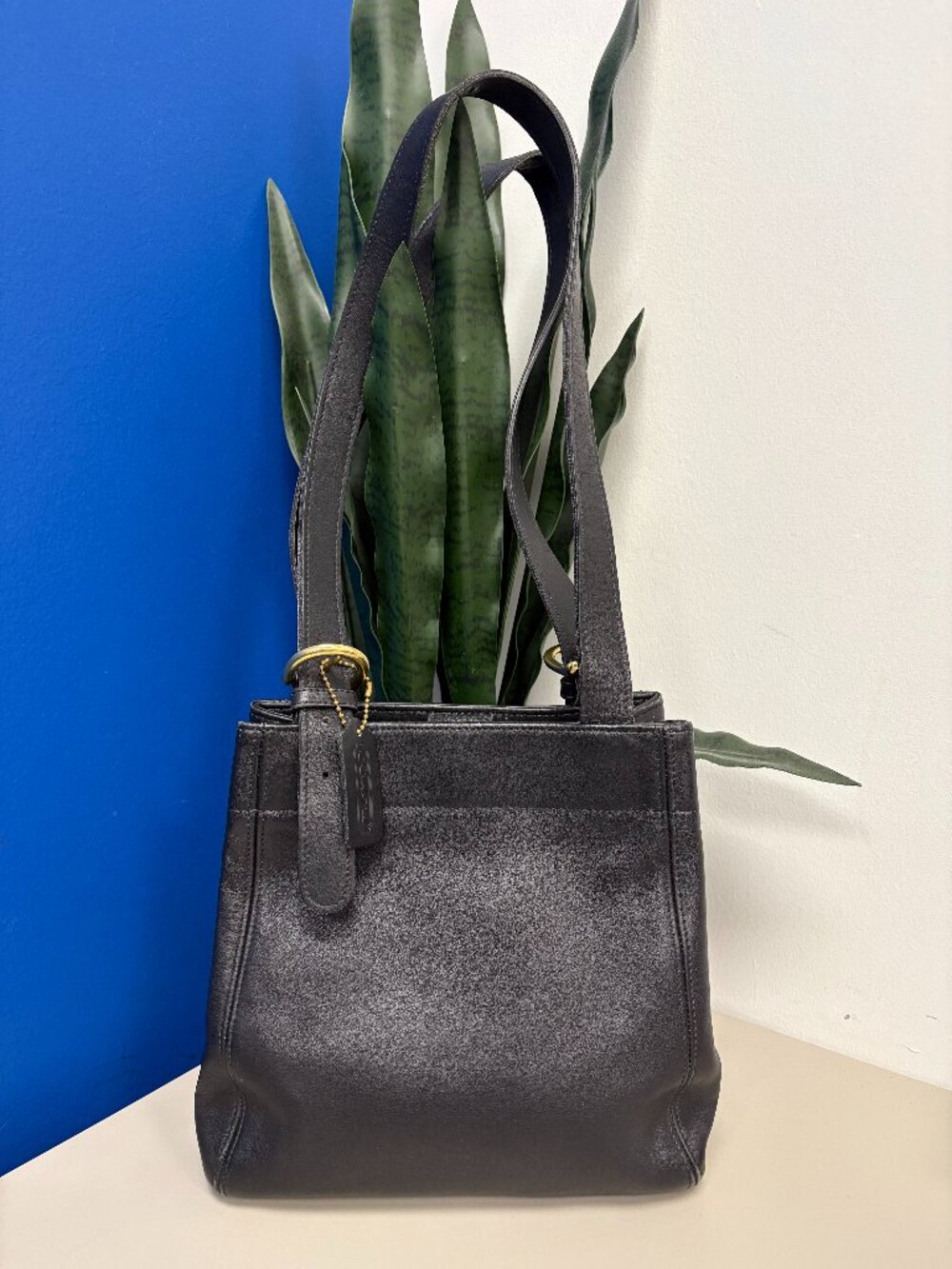 Coach 4157 Black leather vintage waverly bag.